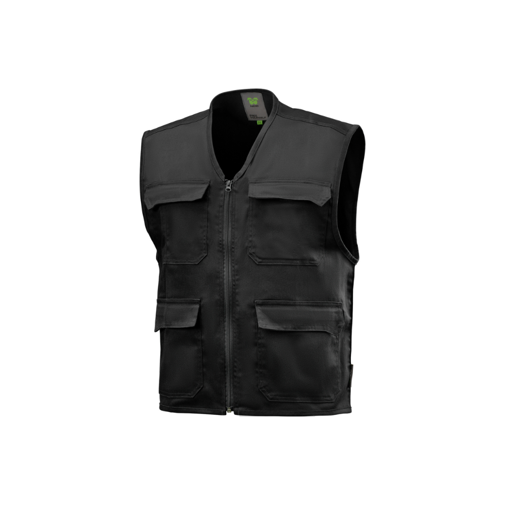 Gilet da Lavoro Denver Nero 220 g/m² con Tasche e Portapenne Portabadge