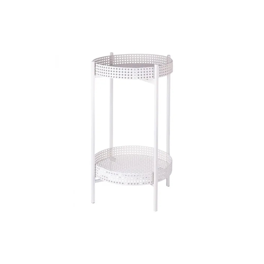 Tavolino Decorativo con 2 Ripiani – Struttura in Ferro Avorio