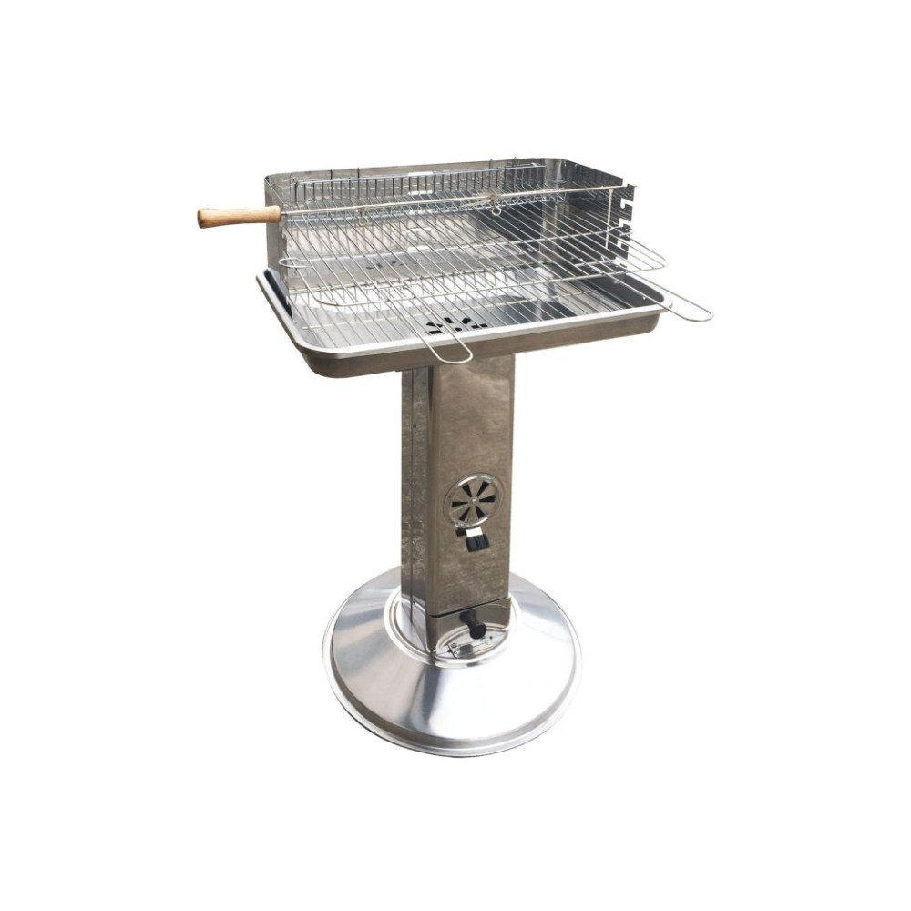 Arizona - BBQ a legna in acciaio inox con spiedo per girarrosto