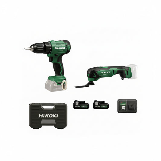 Trapano Avvitatore Brushless + Utensile Multifunzione con 2 Batterie 4Ah e Valigetta Hikoki KC12HKCV 12V Kit