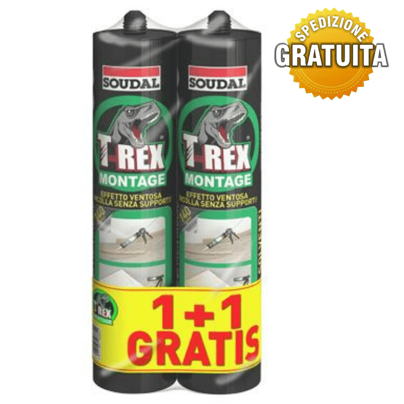 Soudal T-Rex Colla di Montaggio – Adesivo ad Alta Resistenza 2 PEZZI